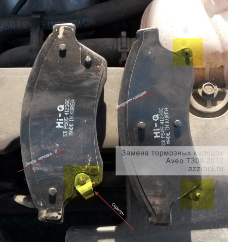Замена передних тормозных колодок на Chevrolet Aveo T300 2012